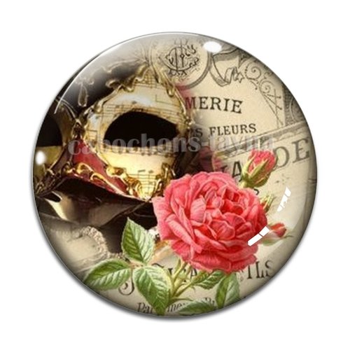 Cabochon fleur rose, résine ou verre différente taille