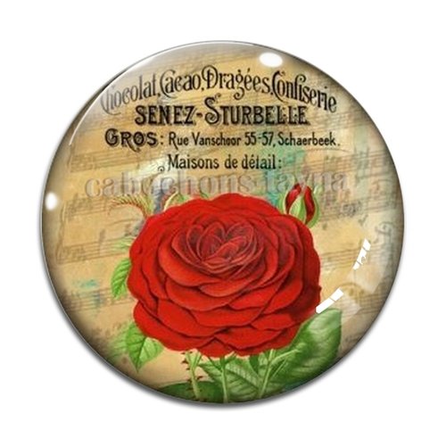 Cabochon fleur rose, résine ou verre différente taille