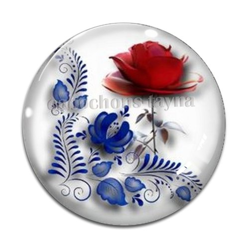 Cabochon fleur rose, résine ou verre différente taille