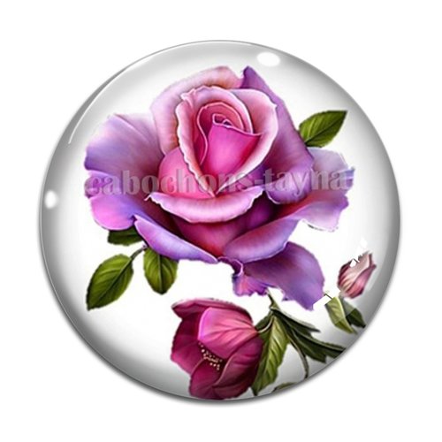 Cabochon fleur rose, résine ou verre différente taille