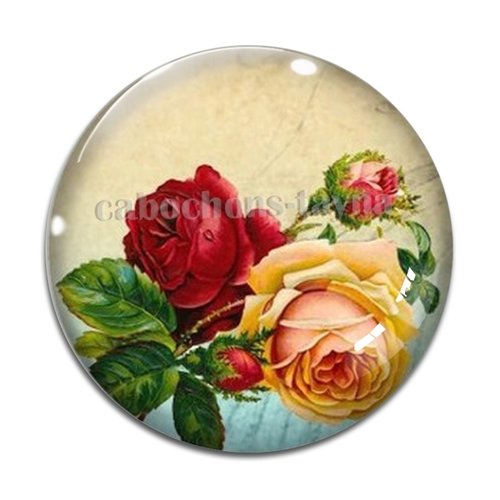Cabochon fleur rose, résine ou verre différente taille