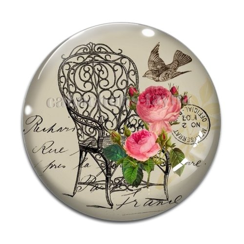 Cabochon fleur rose, résine ou verre différente taille