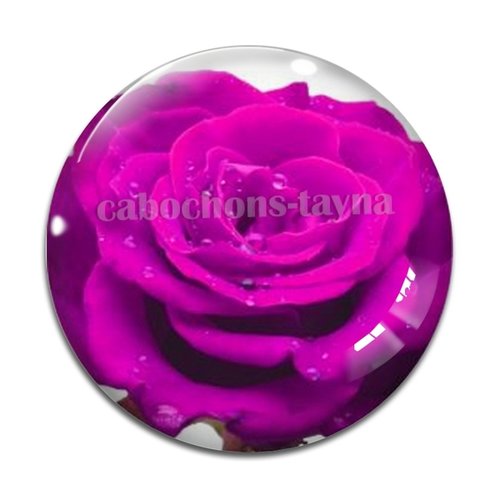 Cabochon fleur rose, résine ou verre différente taille
