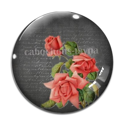 Cabochon fleur rose, résine ou verre différente taille