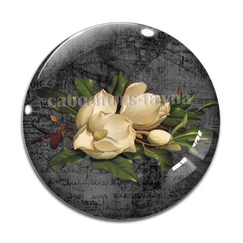 Cabochon fleur rose, résine ou verre différente taille