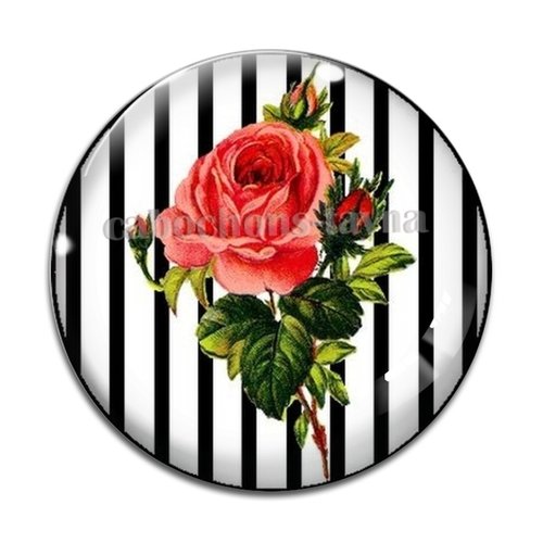 Cabochon fleur rose, résine ou verre différente taille