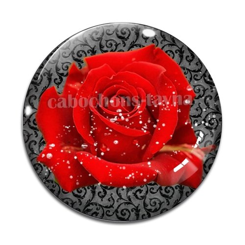 Cabochon fleur rose, résine ou verre différente taille