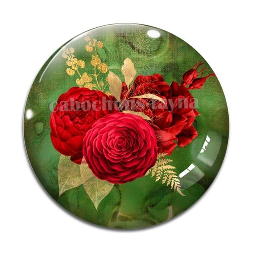 Cabochon fleur rose, résine ou verre différente taille