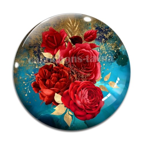 Cabochon fleur rose, résine ou verre différente taille