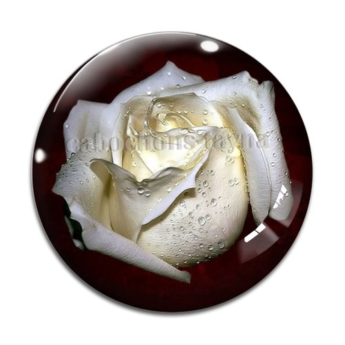 Cabochon fleur rose, résine ou verre différente taille