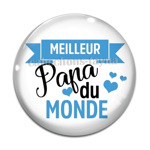 Cabochon meilleur papa du monde, résine ou verre différente taille