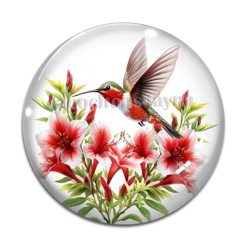 Cabochon oiseaux fleur, résine ou verre différente taille