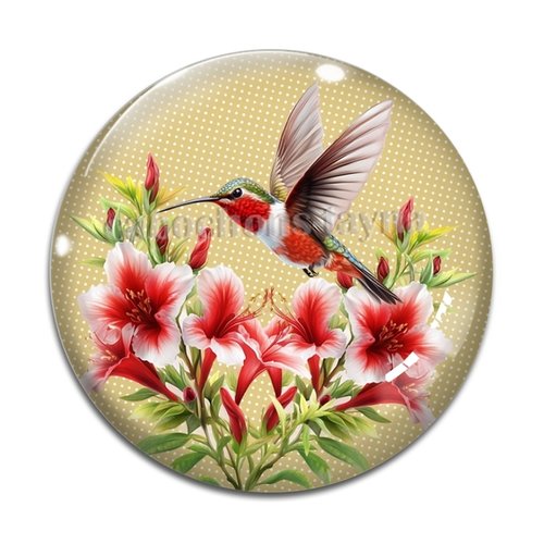 Cabochon oiseaux fleur, résine ou verre différente taille