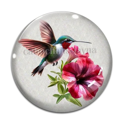 Cabochon oiseaux fleur, résine ou verre différente taille