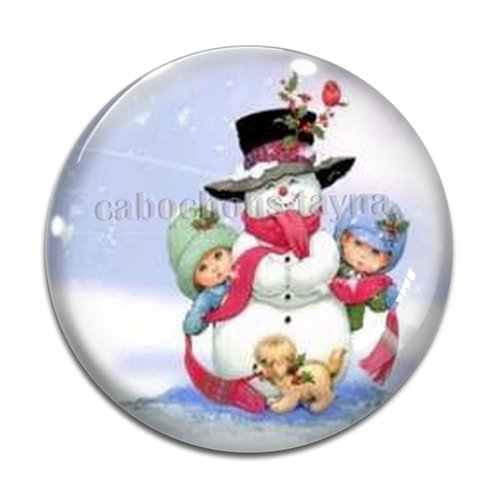 Cabochon bonhomme de neige, résine ou verre différente taille