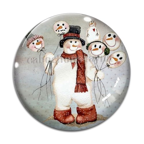 Cabochon bonhomme de neige, résine ou verre différente taille