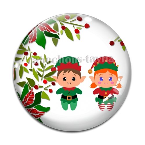Cabochon lutin de noël, résine ou verre différente taille