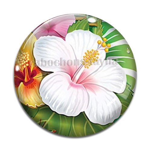 Cabochon fleur exotique, résine ou verre différente taille