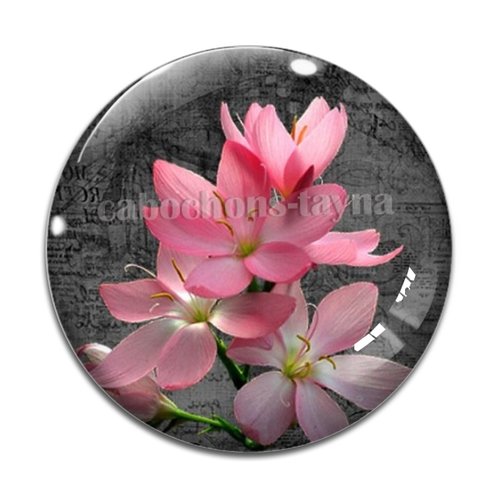 Cabochon fleur exotique, résine ou verre différente taille