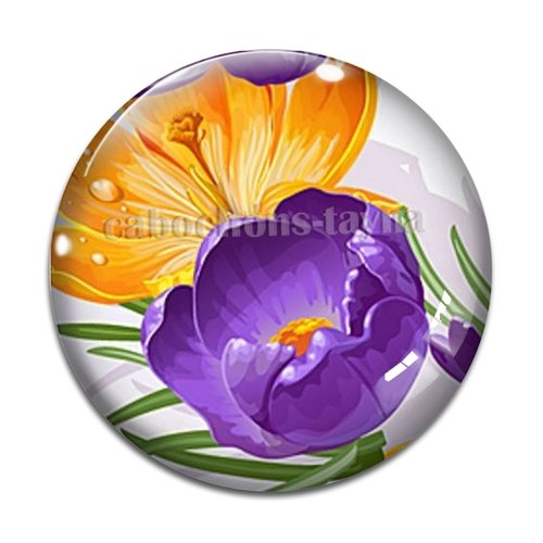 Cabochon fleur, résine ou verre différente taille