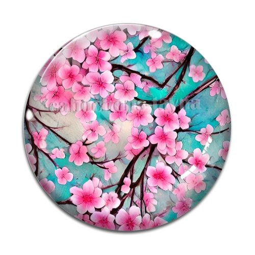 Cabochon fleur de cerisier, résine ou verre différente taille