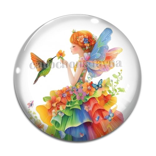 Cabochon fée papillon, cabochon résine ou verre rond différente taille