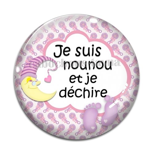 Cabochon je suis une nounou et je déchire, cabochon résine ou verre rond différente taille