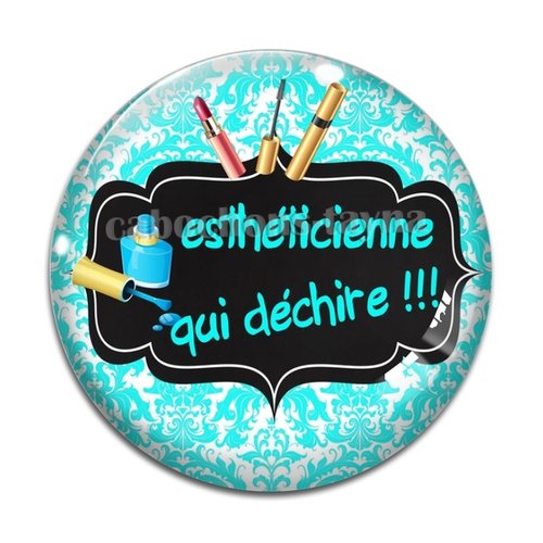 Cabochon esthéticienne qui déchire, cabochon résine, verre rond différente taille