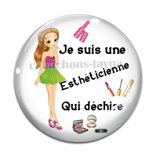 Cabochon esthéticienne qui déchire, cabochon résine, verre rond différente taille