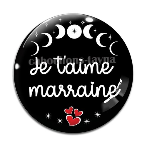 Cabochon je t'aime marraine, cabochon résine, verre rond différente taille