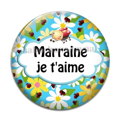 Cabochon je t'aime marraine, cabochon résine, verre rond différente taille