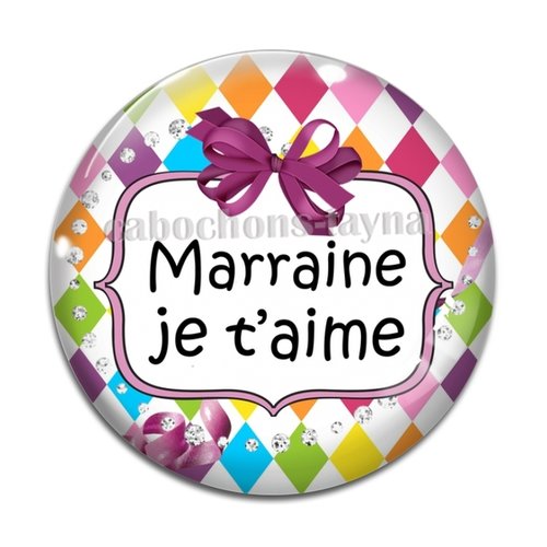 Cabochon je t'aime marraine, cabochon résine, verre rond différente taille