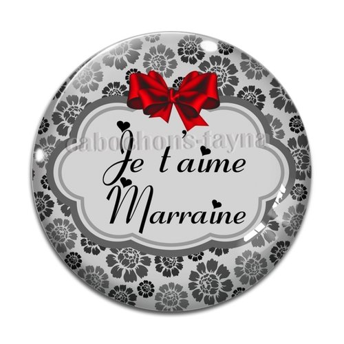 Cabochon je t'aime marraine, cabochon résine, verre rond différente taille