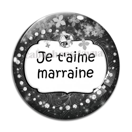 Cabochon je t'aime marraine, cabochon résine, verre rond différente taille