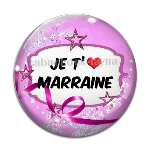 Cabochon je t'aime marraine, cabochon résine, verre rond différente taille