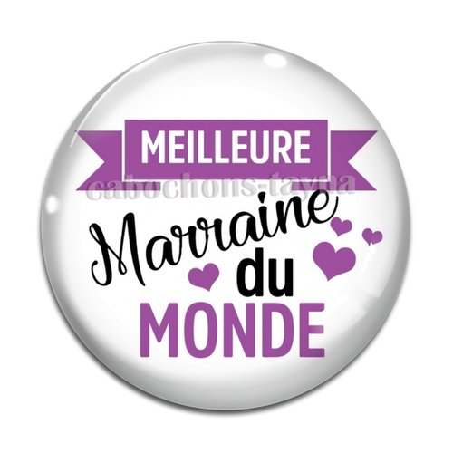 Cabochon meilleure marraine, cabochon résine, verre rond différente taille