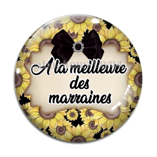 Cabochon meilleure marraine, cabochon résine, verre rond différente taille