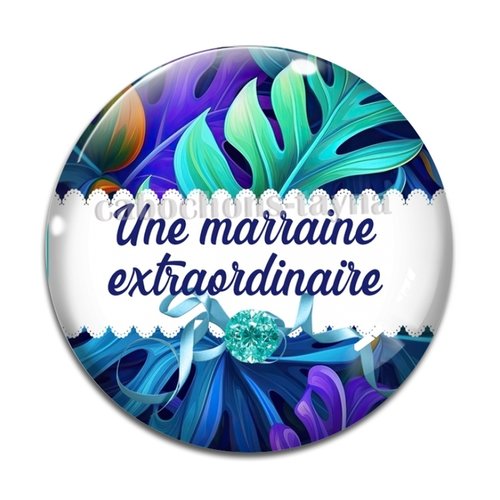 Cabochon marraine extraordinaire, cabochon résine, verre rond différente taille