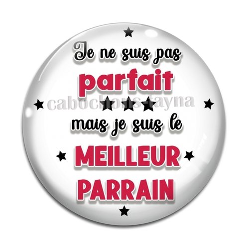 Cabochon meilleur parrain, cabochon résine, verre rond différente taille
