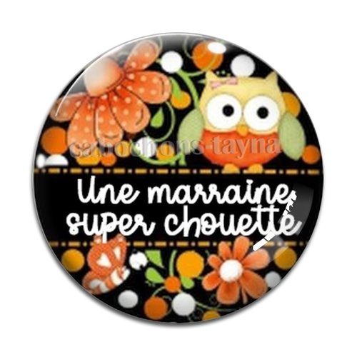 Cabochon chouette marraine, cabochon résine, verre rond différente taille
