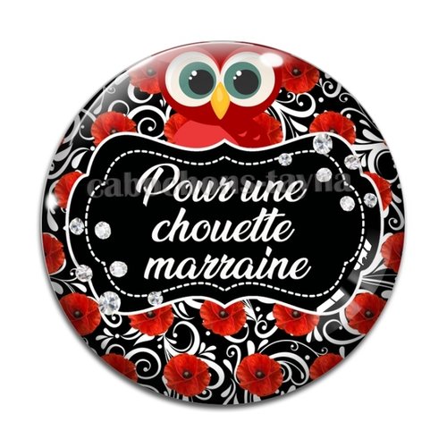 Cabochon chouette marraine, cabochon résine, verre rond différente taille
