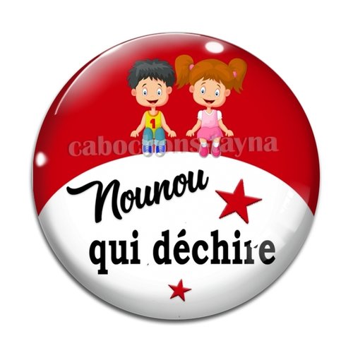 Cabochon nounou qui déchire, cabochon résine, verre rond différente taille