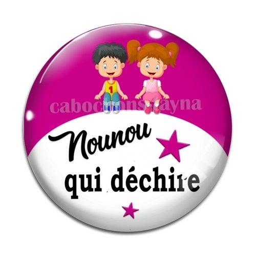 Cabochon nounou qui déchire, cabochon résine, verre rond différente taille