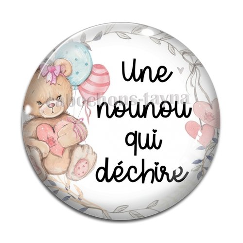 Cabochon nounou qui déchire, cabochon résine, verre rond différente taille