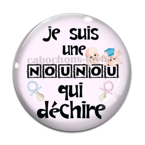 Cabochon nounou qui déchire, cabochon résine, verre rond différente taille
