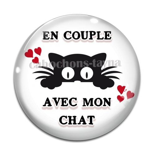 Cabochon en couple avec mon chat, cabochon résine, verre rond différente taille