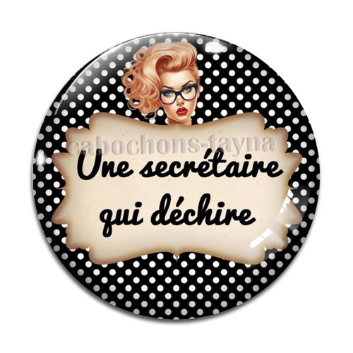 Cabochon une secrétaire qui déchire, cabochon résine, verre rond différente taille