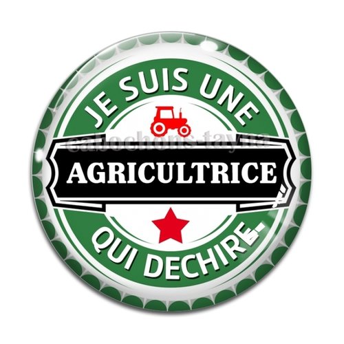 Cabochon je suis une agricultrice qui déchire, cabochon résine, verre rond différente taille