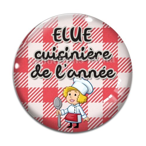 Cabochon élue cuisinière de l'année, cabochon résine, verre rond différente taille