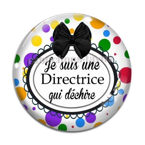 Cabochon je suis une directrice qui déchire, cabochon résine, verre rond différente taille